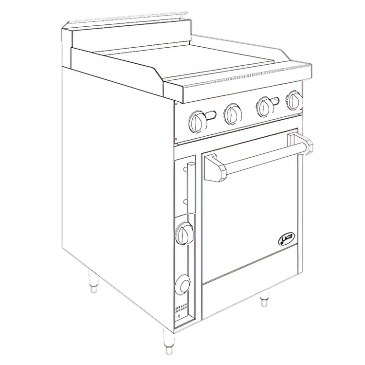 Product image #1 for Bistro JBR-24G-24 24" Gas Restaurant Range with 1" Griddle and Standard Oven
