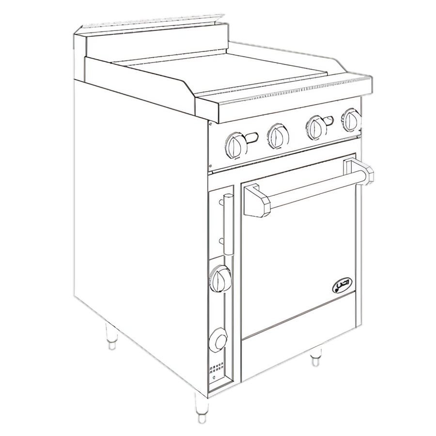 Product image #1 for Bistro JBR-24G-24 24" Gas Restaurant Range with 1" Griddle and Standard Oven