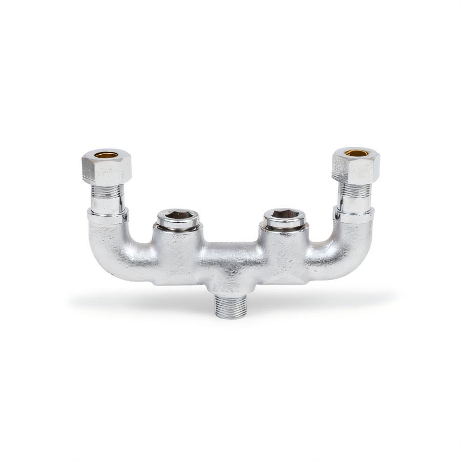 Product image #1 for Manual Tempering Valve with Built-In Check Valves, Rough Chrome Finish