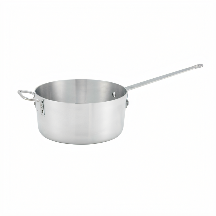 Product image #1 for Winco 10-Quart Heavy-Duty Tapered Aluminum Sauce Pan with Helper Handle, No Cover