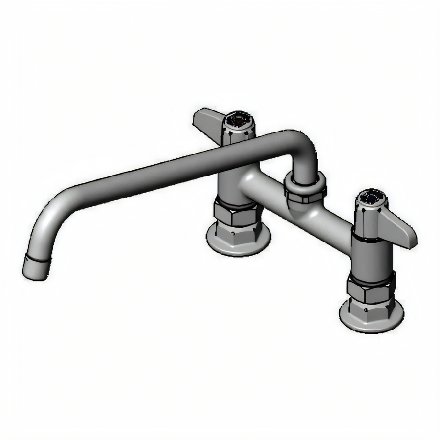Product image #1 for T&S Brass Equip 6-Inch Center Deck-Mount Manual Faucet with 12-Inch Swing Nozzle and Lever Handles