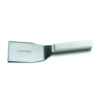 Sani-Safe Hamburger Turner with 5 x 4 Inch Offset Solid Stainless Steel Blade and White Polypropylene Handle