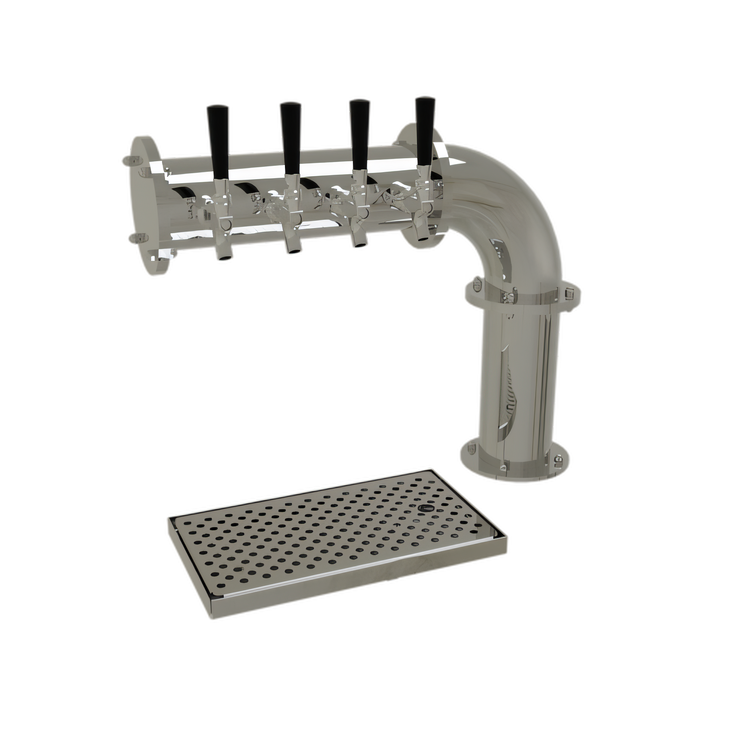 Product image #1 for Pipe Cantilever Countertop Air-Cooled Draft Dispensing Tower with 4 Faucets