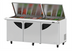 Thumbnail image #1 for Turbo Air Super Deluxe Three-Section Sandwich/Salad Mega Top Prep Table with Flat Lids and 30-Pan Opening