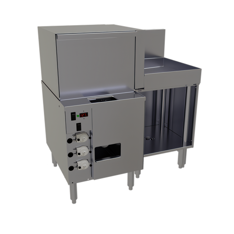 Product image #1 for Glastender GT-18+1R Front-to-Side Pass-Thru 18-Inch Door-Type Glasswasher Station with Right Drain Table