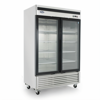 Atosa Two-Section Glass Door Refrigerator Merchandiser, 44.8 Cu. Ft., Bottom-Mount Self-Contained, Stainless Steel