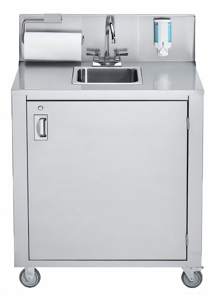 Product image #1 for Portable Single-Bowl Stainless Steel Hand Sink with Backsplash, Water Heater Tank & Pump
