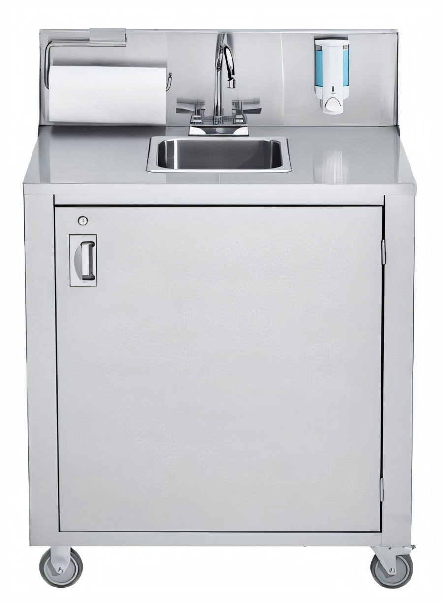 Product image #1 for Portable Single-Bowl Stainless Steel Hand Sink with Backsplash, Water Heater Tank & Pump