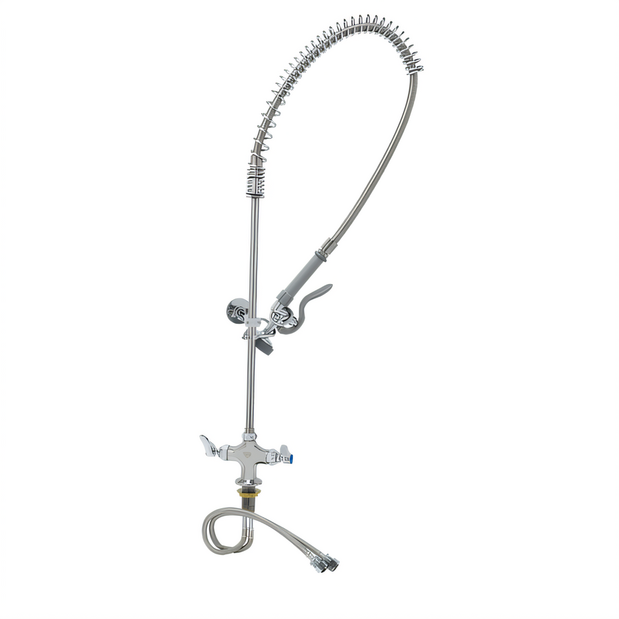 Product image #1 for T&S EasyInstall Single-Hole Deck-Mount Pre-Rinse Mixing Faucet with 20-Inch Riser and 44-Inch Flexible Hose