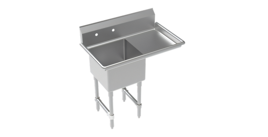 Product image #1 for Krowne Royal Series 1-Compartment Commercial Sink with Right Drainboard, 18" x 18" Bowl, 304 Stainless Steel