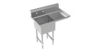 Krowne Royal Series 1-Compartment Commercial Sink with Right Drainboard, 18