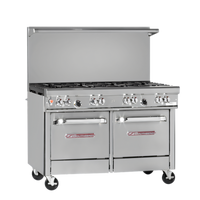 Southbend Ultimate 48-Inch Natural Gas Restaurant Range with 8 Open Burners and 2 Space Saver Ovens