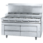 Thumbnail image #1 for Jade Range (Middleby) Titan JMSS-06-T-72, 1/3 72-Inch Modular Gas Sauté Station, 6 Open Burners, Refrigerated Cold Rail