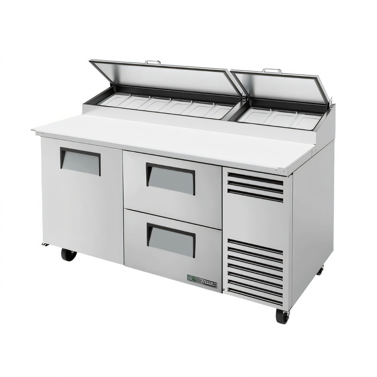 Product image #1 for True 67 3/8-Inch 2-Section Pizza Prep Table with 1 Door, 2 Drawers and Alternate Top
