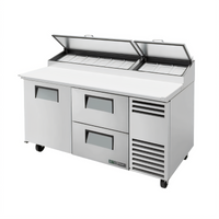 True 67 3/8-Inch 2-Section Pizza Prep Table with 1 Door, 2 Drawers and Alternate Top