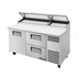 Thumbnail image #1 for True 67 3/8-Inch 2-Section Pizza Prep Table with 1 Door, 2 Drawers and Alternate Top