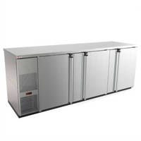 Pro-Line E-Series Three-Section Refrigerated Back Bar Cooler, 95-1/2 Inch Wide, Self-Contained, Solid Doors