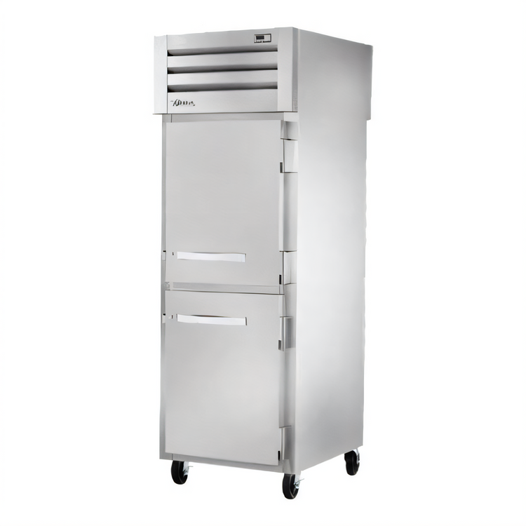 Product image #1 for True SPEC SERIES One-Section Pass-Thru Reach-In Refrigerator with Front Half Solid Doors and Rear Glass Door