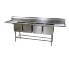 Thumbnail image #1 for Eagle Group Spec-Master FN2064-4-36-14/3 144-Inch 14-Gauge Stainless Steel Four-Compartment Sink with Left & Right 36-Inch Drainboards
