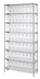 Thumbnail image #1 for Quantum Chrome Plated Stationary Bin Wire Shelving Unit with 8 Shelves and 49 Clear Bins
