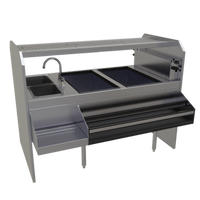 Glastender 60-Inch Left-Workflow Assembly Pass-Thru Cocktail Station with 2 Ice Bins and 2 Wet Waste Sinks