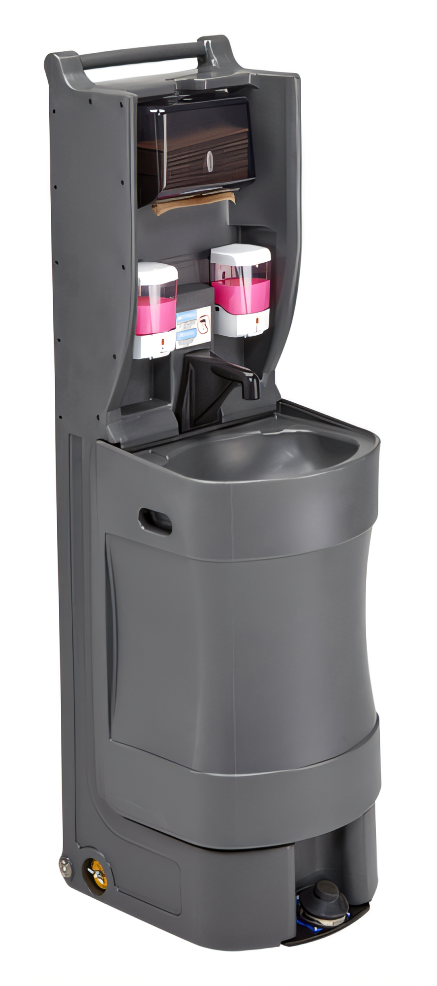 Product image #1 for Cambro Mobile Hand Wash Station with Graphics Wrap, 18-Gallon Single Basin, Manual Foot Pump