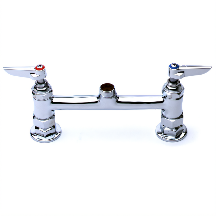 Product image #1 for T&S Brass 8-Inch Center Deck-Mount Mixing Faucet with Swivel Outlet, Less Nozzle, Lever Handles