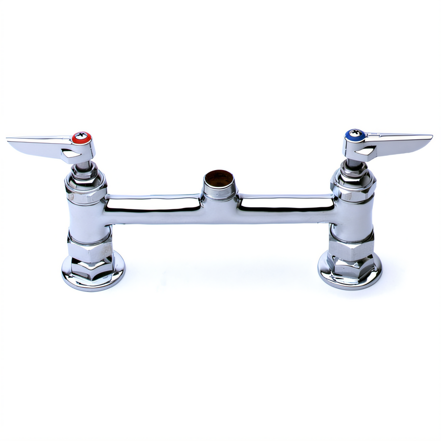Product image #1 for T&S Brass 8-Inch Center Deck-Mount Mixing Faucet with Swivel Outlet, Less Nozzle, Lever Handles
