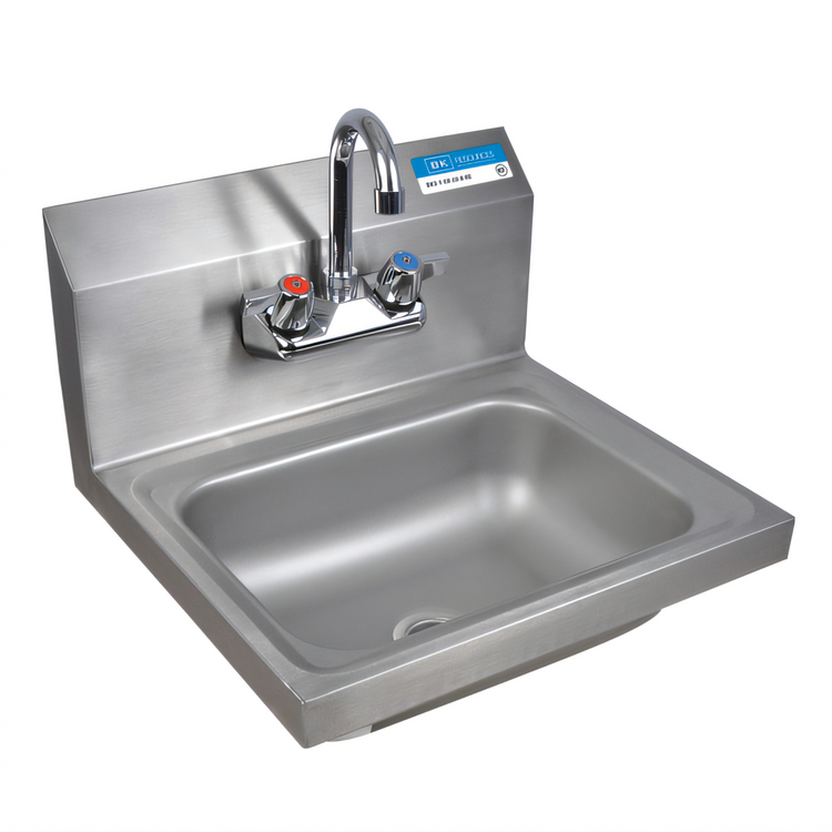 Product image #1 for BK Resources Premier 4-Pack Wall-Mount Hand Sink Case Pack with Faucet and Drain, 14" x 10" x 5" Bowl