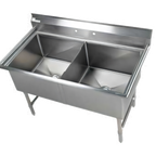 Thumbnail image #1 for Klinger's Trading EIT2 2-Compartment Stainless Steel Sink, 53"W, 24" x 24" x 14" Compartments, 8-1/2" Backsplash, No Drainboards