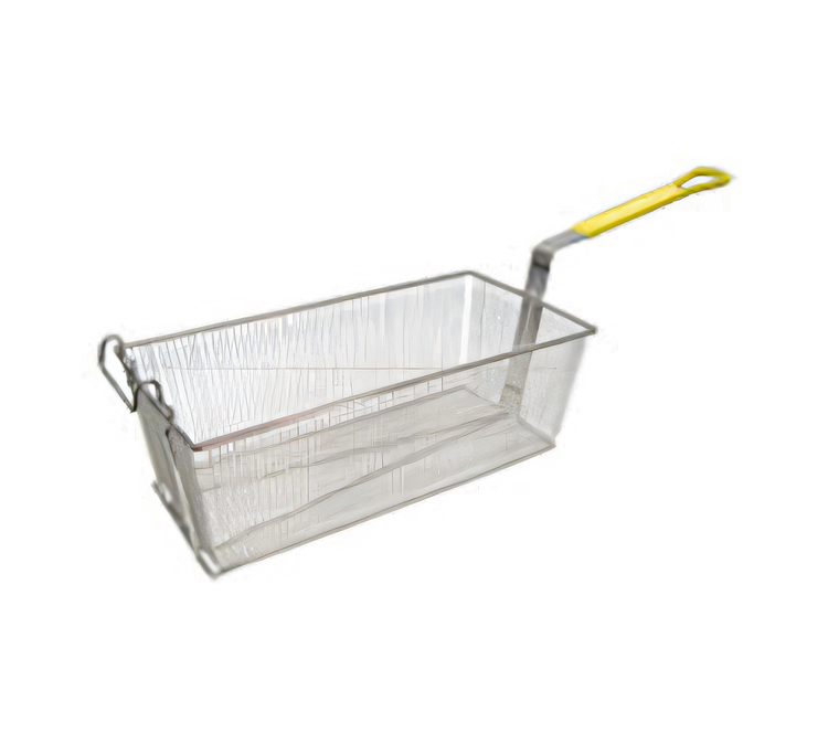 Product image #1 for Admiral Craft 17 x 8-1/4 x 6-Inch Nickel Plated Steel Fry Basket with Front Hook and Yellow Coated Handle