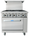 Thumbnail image #1 for CookRite 36-Inch 6-Burner Open Burner Gas Range with Standard Oven, LP, Backriser Hi-Shelf