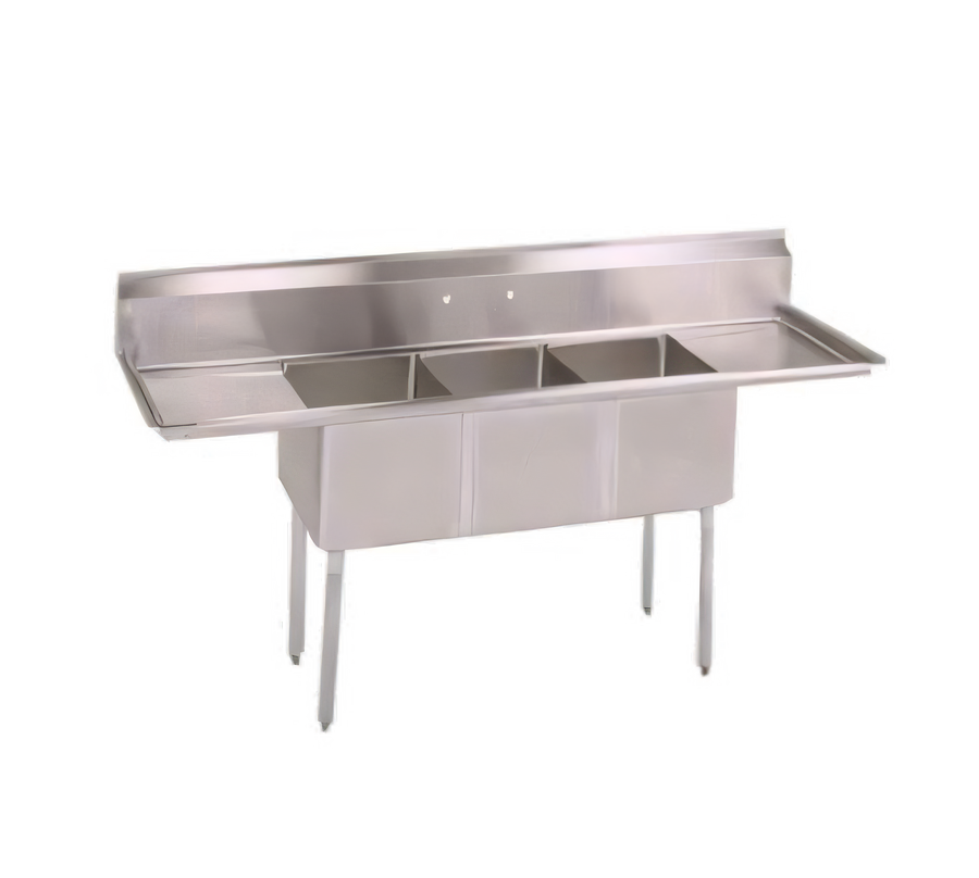 Product image #1 for John Boos E-Series 75-Inch 3-Compartment Stainless Steel Sink with Left and Right Drainboards