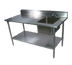 Thumbnail image #1 for John Boos 60-Inch 16-Gauge Stainless Steel Work Table With Right Prep Sink, Adjustable Undershelf and 5-Inch Backsplash