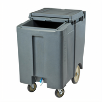 Cambro SlidingLid Tall Mobile Ice Caddy with Easy Wheels, 175 lb Capacity, Granite Gray