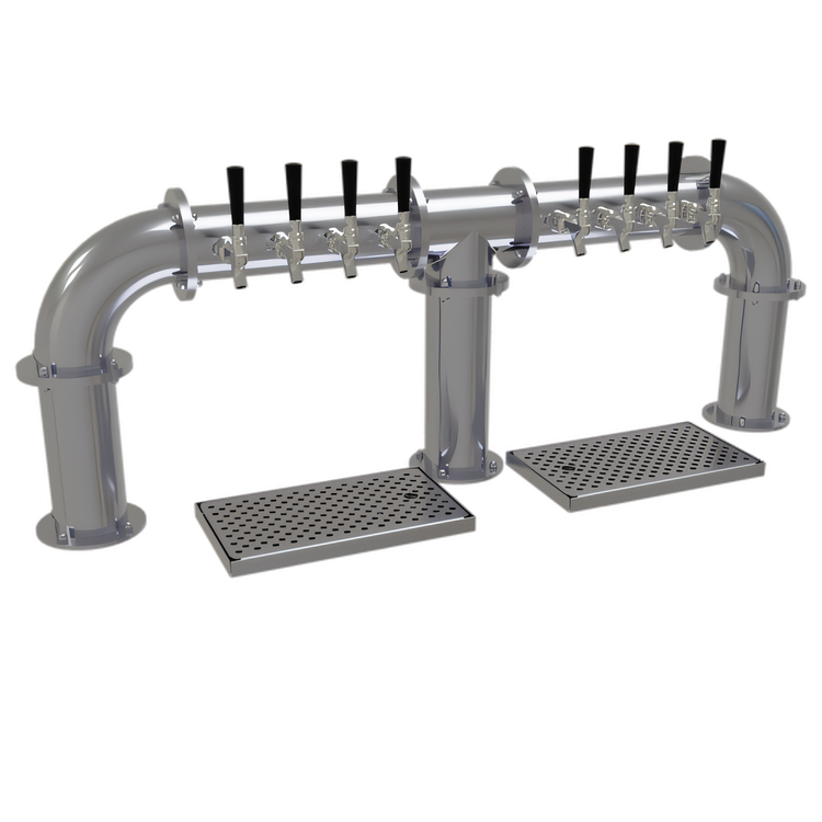 Product image #1 for Glastender Pipe Bridge Draft Dispensing Tower, Countertop, 8 Faucets, 3 Columns, Glycol-Cooled, Stainless Steel Finish