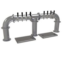 Glastender Pipe Bridge Draft Dispensing Tower, Countertop, 8 Faucets, 3 Columns, Glycol-Cooled, Stainless Steel Finish