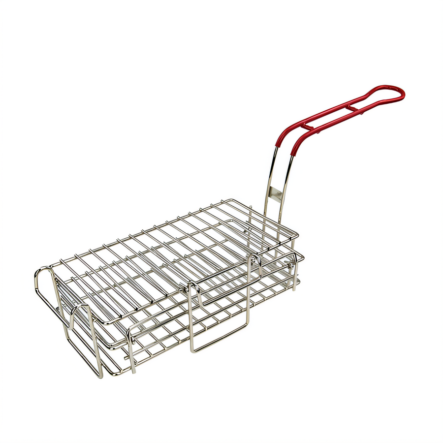 Product image #1 for Winco FB-03 Chimichanga/Burrito Specialty Fryer Basket with Hooks and Hinged Wire Shelves, 11-1/2 x 6 x 3-7/8 Inch