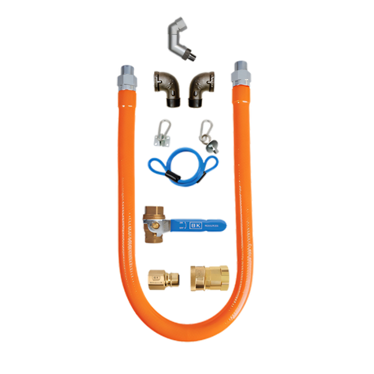 Product image #1 for BK Resources Swivel Pro 48 Inch x 3/4 Inch I.D. Gas Hose Connection Kit with Shut-Off Valve and Quick Disconnect