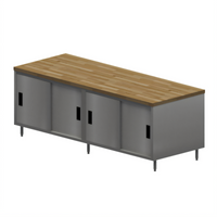 BK Resources Dual Access Chef Table with Hard Maple Top and Cabinet Base, 96W x 30D x 34-3/4H