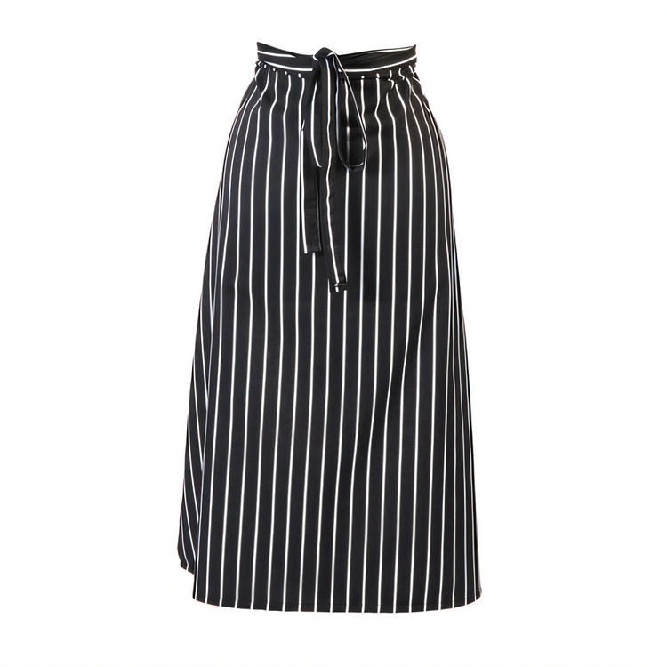 Product image #1 for Mercer Culinary Genesis 2-Sided Bistro Apron, 33 x 29 Inches, Black with White Chalk Stripe