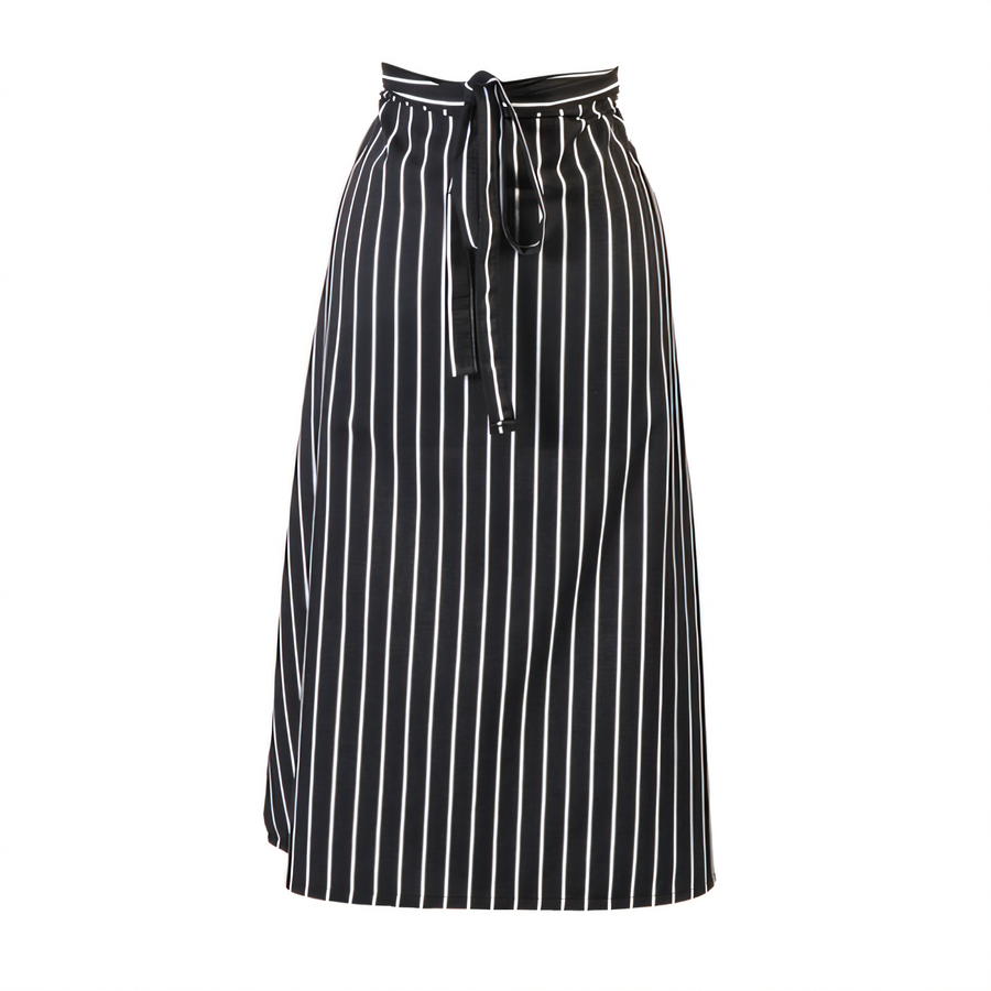 Product image #1 for Mercer Culinary Genesis 2-Sided Bistro Apron, 33 x 29 Inches, Black with White Chalk Stripe