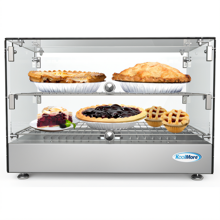 Product image #1 for KoolMore Countertop Hot Food Display Warmer, 1.7 Cu. Ft., 2-Shelf Self-Service, Curved Glass