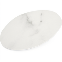 Ridge 9-Inch Freeform Rimless Melamine Plate, White Marble Matte Finish
