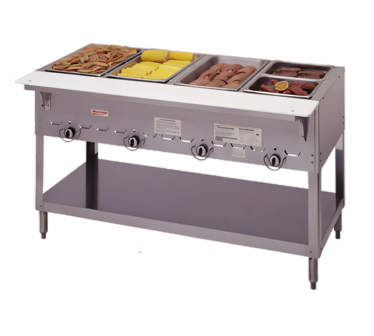 Product image #1 for Aerohot 4-Well Gas Hot Food Unit Steam Table with Open Base and Carving Board