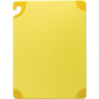 Saf-T-Grip Yellow Co-Polymer Cutting Board with Anti-Slip Grips, Food Safety Hook, and Integrated Ruler, 15 x 20 x 1/2 Inch