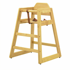 Thumbnail image #1 for Commercial Wooden High Chair with Rounded Corners and Nylon Safety Harness, Natural Finish