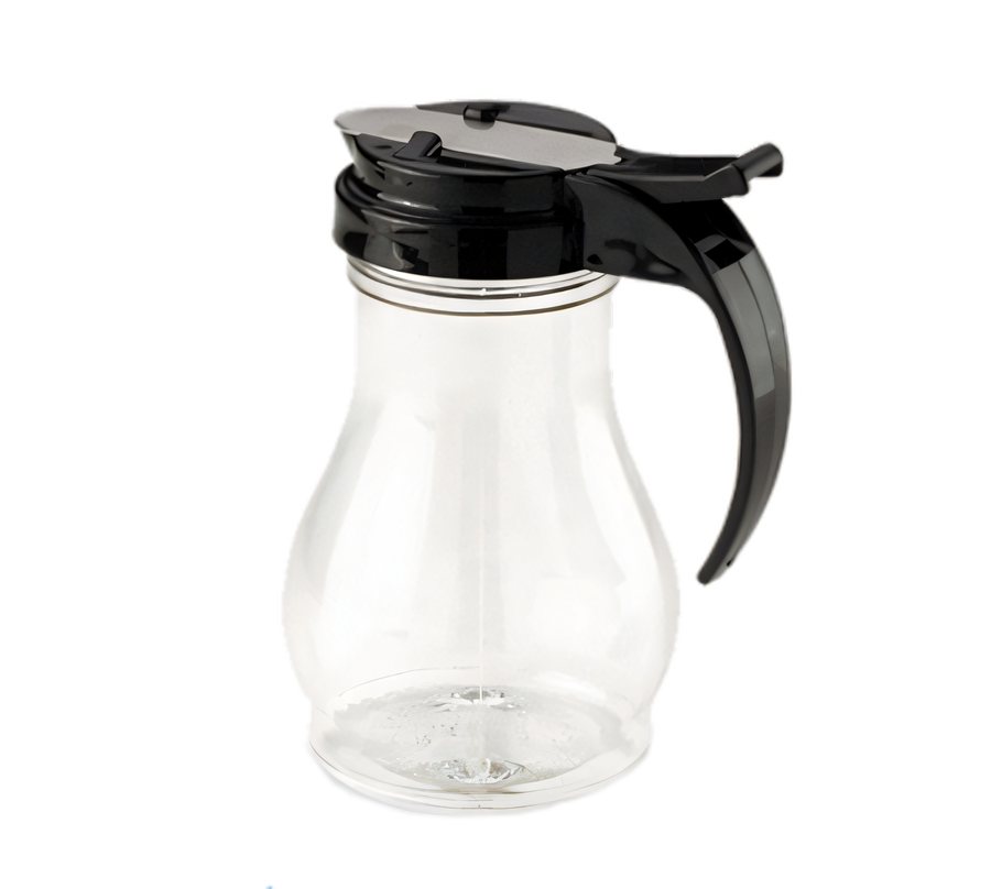 Product image #1 for Dripcut® 10 oz Clear Polycarbonate Syrup Server with Black Plastic Top