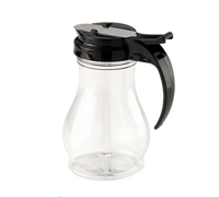 Dripcut® 10 oz Clear Polycarbonate Syrup Server with Black Plastic Top
