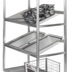 Thumbnail image #2 for Channel Manufacturing SORT-4 Slanted Aluminum Display Rack with 4 Removable Wire Shelves, 47"W x 24"D x 76.25"H, Casters